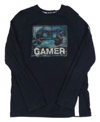 Tmavomodré triko s 3D ovladačem C&A