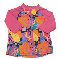 Růžové UV triko s listy Tu