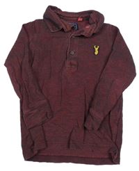 Červeno-černé melírované polo triko Next 