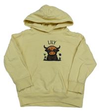 Vanilková mikina s býkem a kapucí Katy Lou