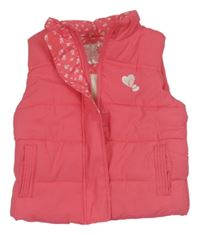 Korálová šusťáková prošívaná zateplená vesta se srdíčky Yd. 