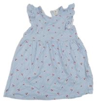 Světlemodro-bílé pruhované bavlněné šaty s třásněmi H&M