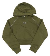 Khaki crop mikina s logem a kapucí Nike