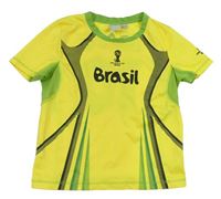 Žluto-zeleno-černý sportovní dres Brasil a číslem 