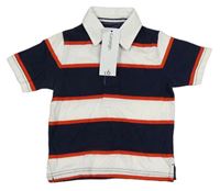 Tmavomodro-bílo-červené pruhované teplákové polo tričko George