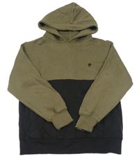 Khaki-černá mikina s logem a kapsou a kapucí French Connection