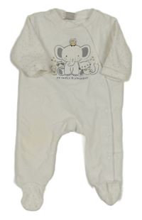 Bílý sametový overal se zvířátky a puntíky Smile