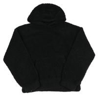 Černá huňatá mikina s kapsou a kapucí DESTINATION