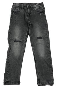 Tmavošedé skinny teplákové rifle s prošoupáním ZARA