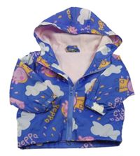 Zvonkově modrá šusťáková jarní bunda s Peppa Pig a kapucí 