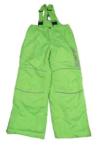 Neonově zelené šusťákové zimní oteplovačky s kšandami dopodopo