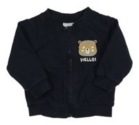 Tmavomodrá propínací mikina s medvídkem a nápisem name it.