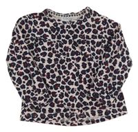 Světlerůžovo-vínovo-černé vzorované propínací mikinotriko Dirkje