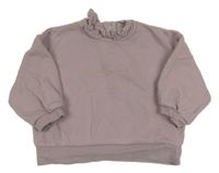 Fialovošedá oversize mikina s nápisem a límečkem s madeirou George