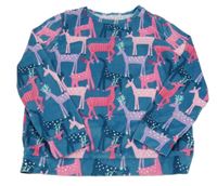 Petrolejová plyšová pyžamová mikina se soby 