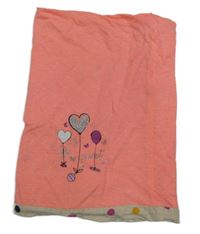 Neonově korálovo-smetanovo/světlešedý melírovaný nákrčník se srdíčkovými balonky Topolino