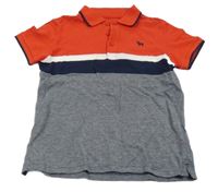 Tmavomodro-bílo-červené melírované polo tričko s výšivkou St. Bernard