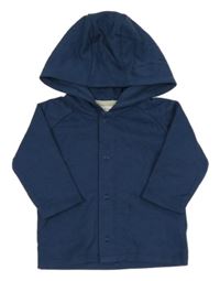 Tmavomodrá propínací mikina s nápisy a kapucí Next