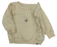 Světlebéžová mikina s kytičkou a volánky RABIT BEAR