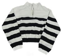 Bílo-černá pruhovaná oversize crop mikina Page one young