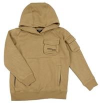 Písková teplá mikina s nápisy a kapucí Next