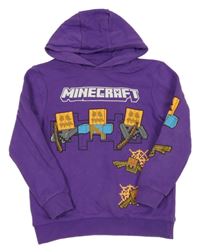 Tmavofialová mikina s Minecraft a kapucí George