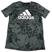 Tmavošedo-černé army funkční sportovní tričko Adidas