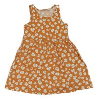 Medovo-bílo-světlemodré vzorované šaty H&M