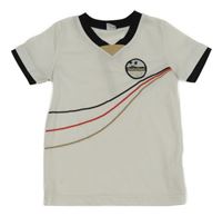 Bílo-černo-béžový sportovní fotbalový dres Deutshland a číslem Y.F.K.