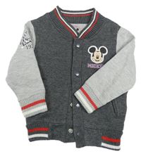 Tmavošedo-šedá melírovaná baseballová mikina s Mickey early days
