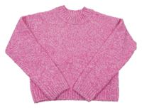 Tmavorůžový melírovaný crop svetr PRIMARK