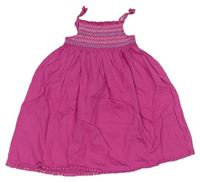 Fuchsiové bavlněné žabičkové šaty s výšivkami Palomino