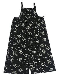 Černý květovaný lehký kalhotový overal Matalan