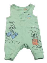Mátový žebrovaný kraťasový overal s Mickeym a Donaldem Primark