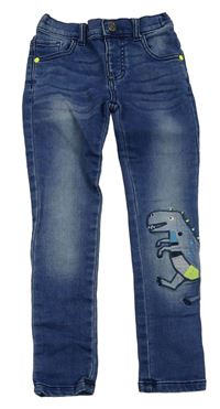 Modré teplákové skinny rifle s dinosaurem F&F