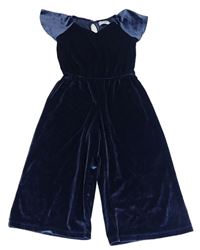 Tmavomodrý sametový culottes overal Old Navy