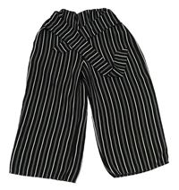 Černo-bílé pruhované culottes kalhoty s páskem Primark 