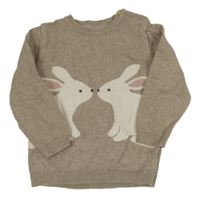 Hnědý svetr s králíky H&M