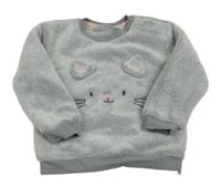 Šedá chlupatá mikina s kočkou Ergee