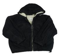 Černá manšestrová zateplená bunda s kapucí Next