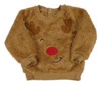 Hnědá chlupatá mikina se sobem Lupilu