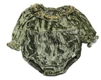 Khaki sametové podšité body s límečkem s výšivkou George