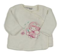 Bílá chlupatá propínací mikina s vílou Ergee