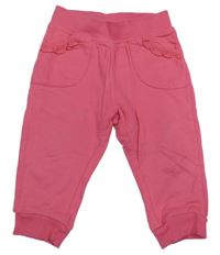 Tmavorůžové tepláky s volánky C&A