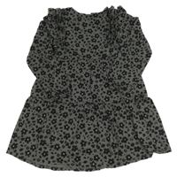 Tmavošedé vzorované šaty s volánky Nutmeg