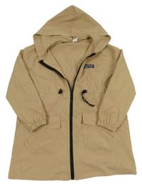 Hnědá šusťáková parka s nášivkou a kapucí Shein