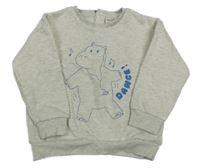 Světlešedá melírovaná mikina s hrochem Tape A L'Oeil