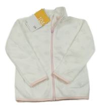 Nové - Bílá fleecová propínací mikina se srdíčky Kiki&Koko