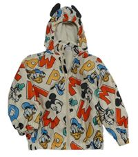 Béžová šusťáková jarní bunda s Mickeym s přáteli a kapucí Disney