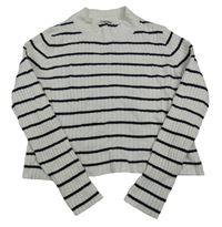 Bílo-černý pruhovaný žebrovaný crop svetr Y.F.K.